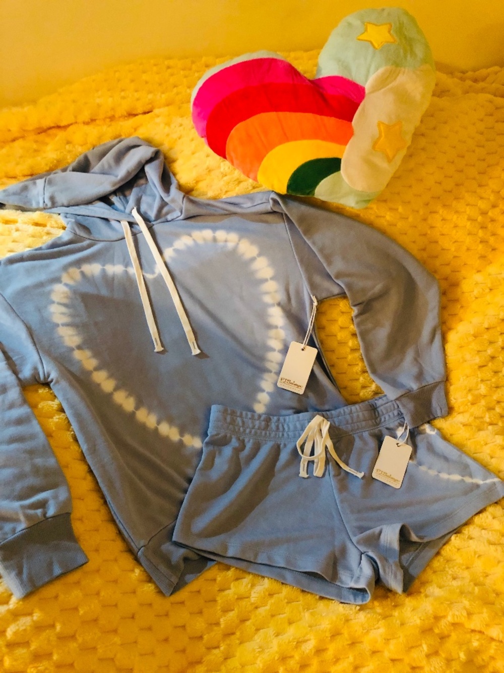 NWT PJ Salvage Heart ❤️ In The Clouds Matching Set in Storm Blue SZ Small